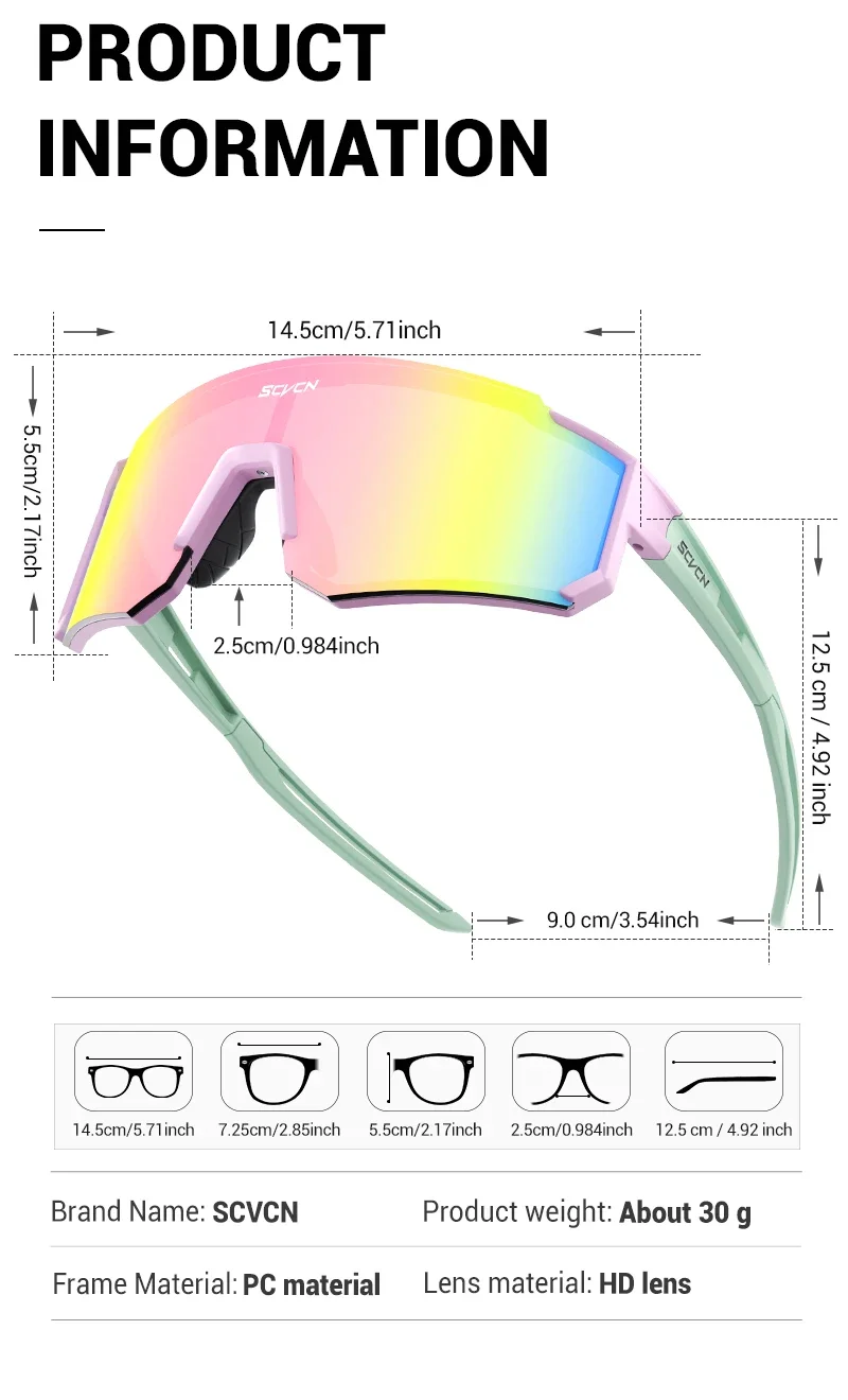 SCVCN Heißer Radfahren UV400 Sonnenbrille Männer Frauen MTB Outdoor Fahren Fahrrad Brille Sport Klettern Schutzbrille Fahrrad Brille – Detail 13