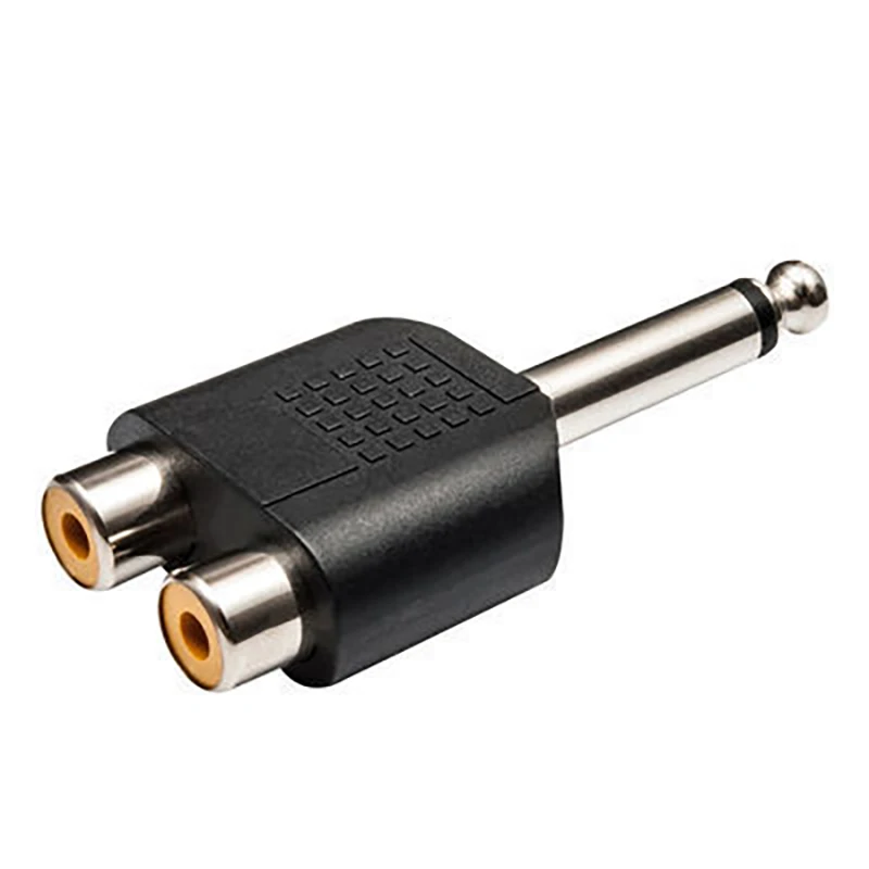 6.5mm plug para 2 duplo rca fêmea y divisor mono canal duplo canal estéreo áudio converter adaptador para alto-falante microfone guita