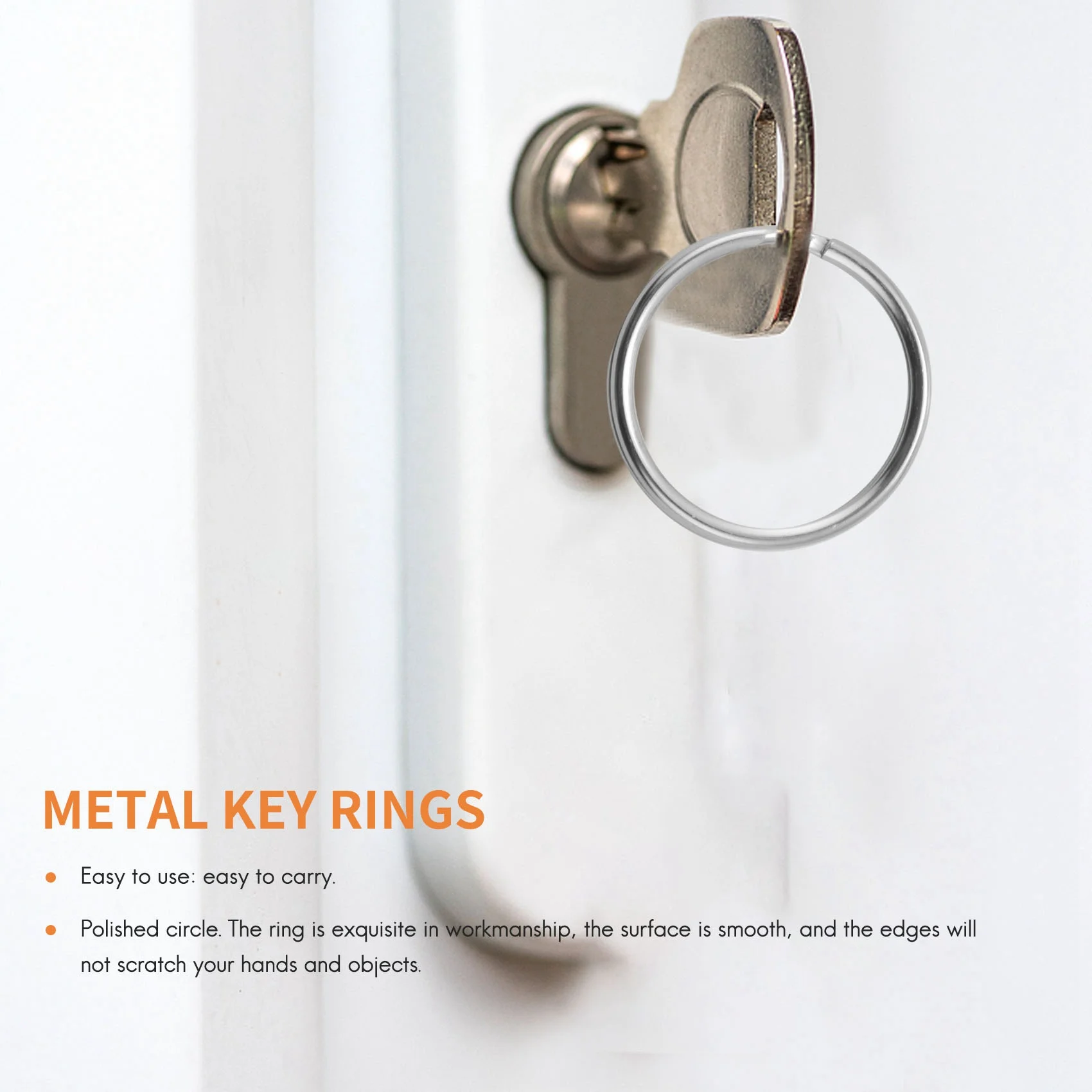 ELBA_100PCS, 1 Inch Key Ring Open Metal Flat for Household Car Keychain