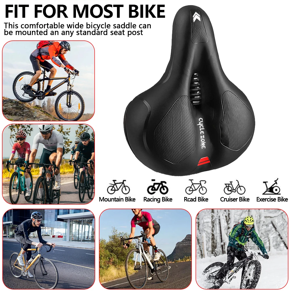 

Hollow Breathable Bicycle Saddle with Taillight Mountain Cushion Bicycle Big Butt Widened Soft Saddle Comfortable Seat