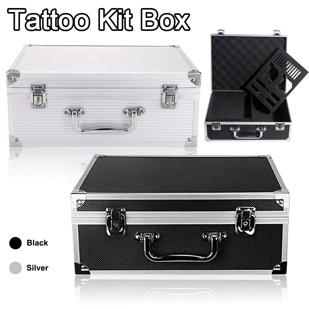 Tattoo Kit Box Aluminum Alloy Tattoo Case with Locks Portable Storage Organizer for Tattoo Machine Tattoo Supplies Carrying Case