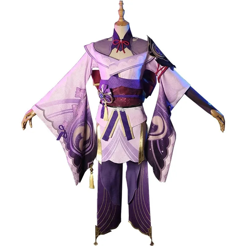 Jacquard Fabric Game Genshin Impact Raiden Shogun Baal Cosplay Costume Halloween Party Dress For Women Girls Full Set Free Shipp