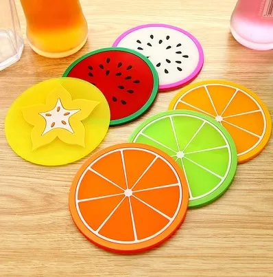 Fruit Shape Cup Coaster Silicone Slip Insulation Pad Cup Mat Hot Drink Holder Mug Stand Home Table Decorations Kitchen Accessory