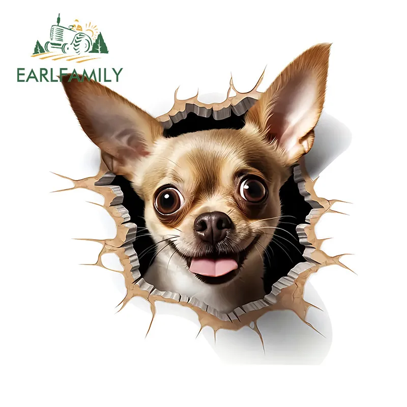 EARLFAMILY الكلب الكرتون المسيل للدموع ملصقات السيارات مسلية مقاومة للخدش الشارات الفينيل مناسبة للدراجات النارية الغيتار الأمتعة سكيت