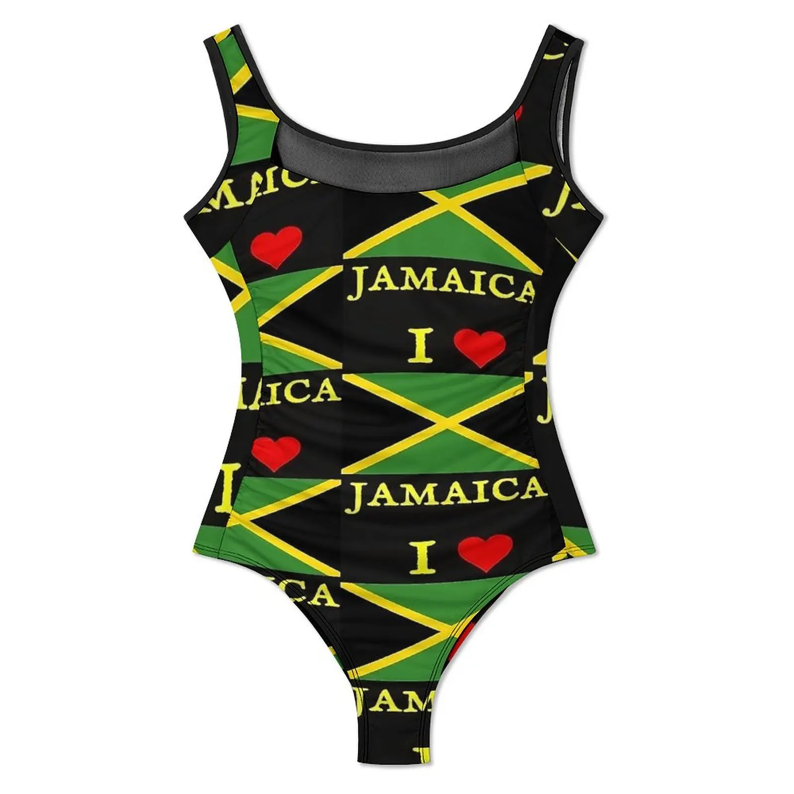 I Love Jamaica Swimsuit Jamaican Flag Push Up Swimwear One Piece Holiday Surf Monokini Bodysuit Graphic Beach Outfits Plus Size