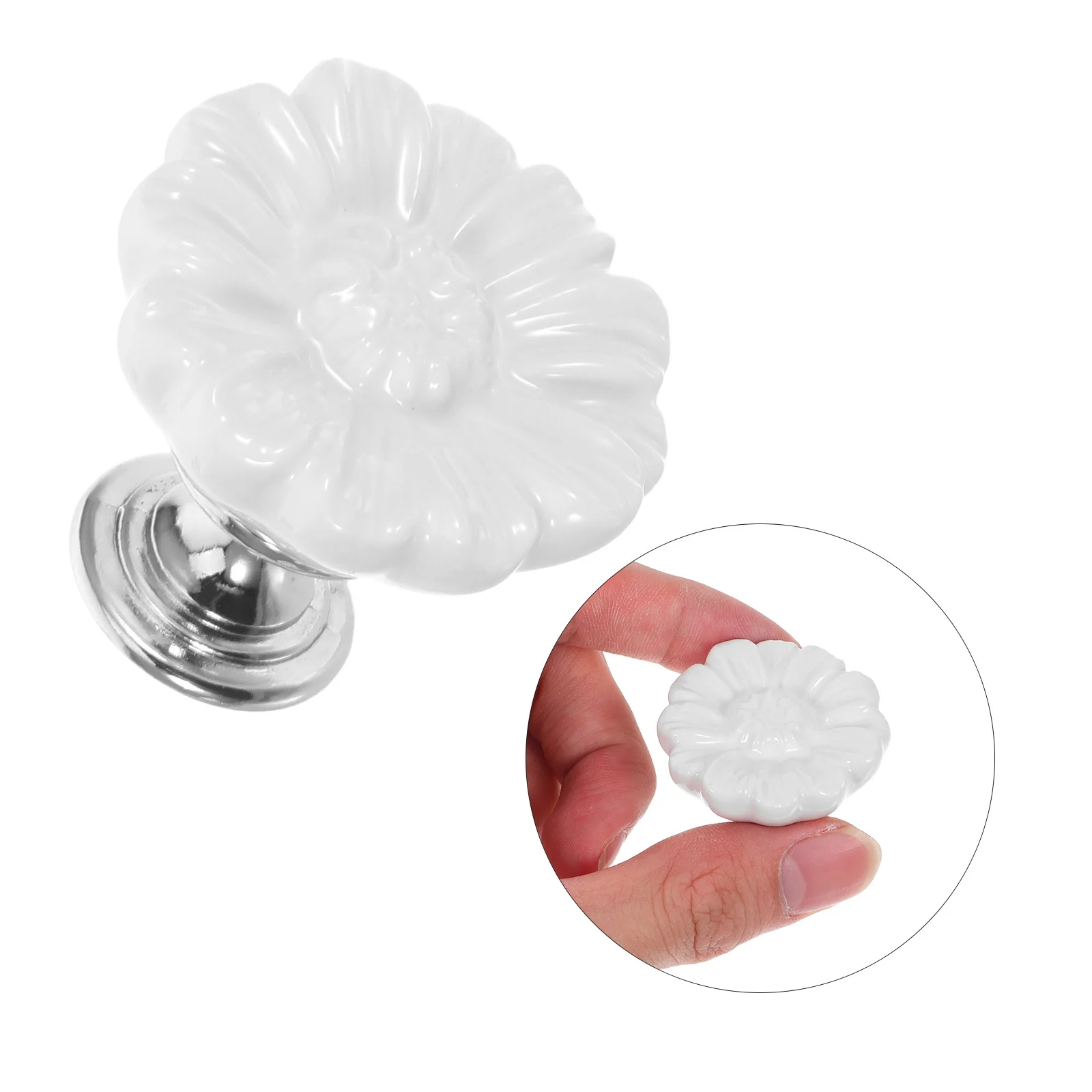 

6Pcs Vintage Ceramic Knobs Floral Daisy Design for Cabinets Drawers Dressers Retro Furniture Accessory Cabinet Knobs