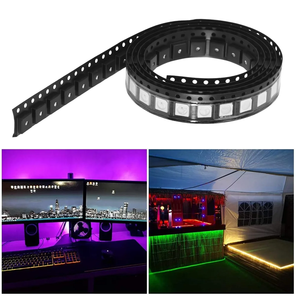 SMIEA 100 PCS WS2812B RGB LED Chip 5050SMD Branco PCB WS2812 Pixels de chip individualmente endereçáveis DC5V