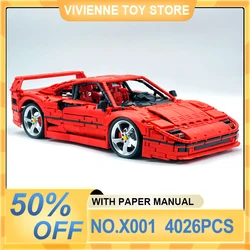 X001 Technical Red F40 Super Sports Car Compatible MOC-140629 Vehicles Building Blocks Bricks Puzzle Toy Christmas Gift For Kids