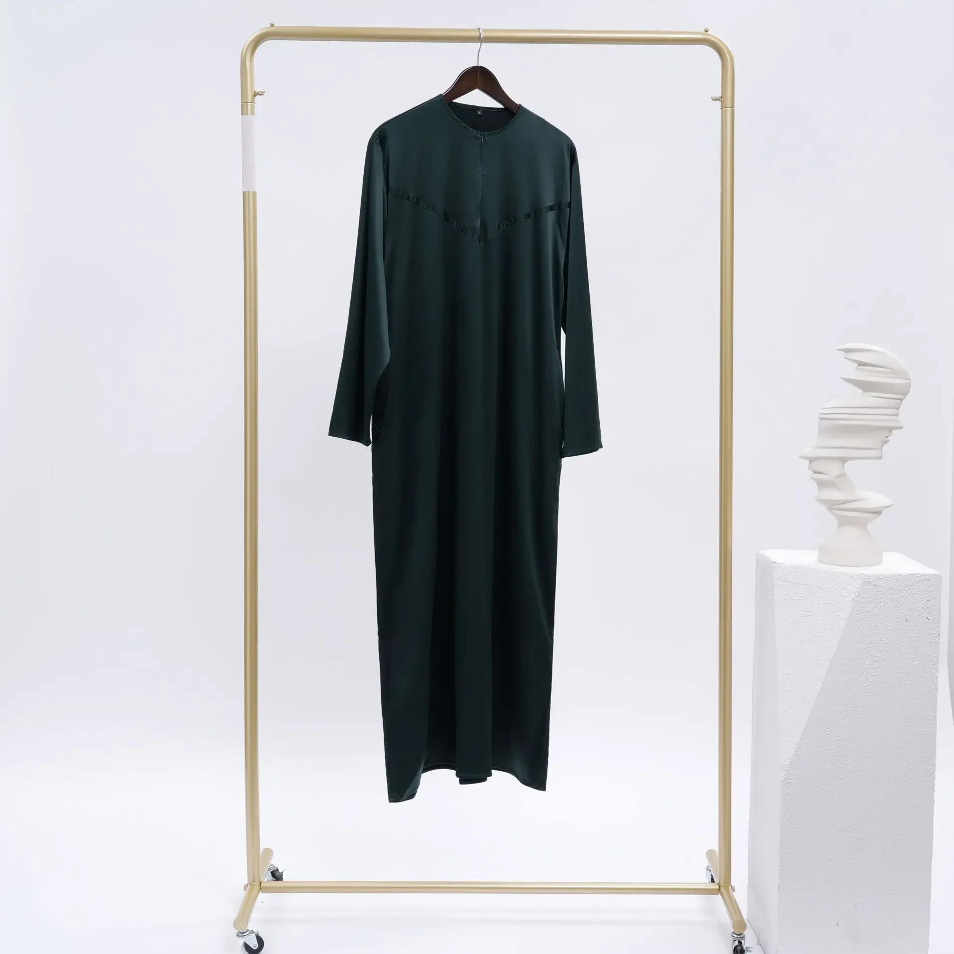 ผู้ชายเจียมเนื้อเจียมตัวยาว Robe มุสลิมชุดกิโมโน Dishdasha สวดมนต์ Abaya อิสลามดูไบซาอุดีอาระเบีย Abayas กระเป๋า Kaftan Ramadan โมร็อกโก Jubba Thobe