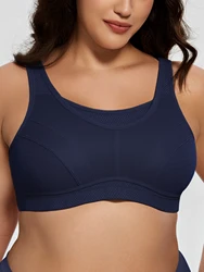 Wingslove Sports Bras for Women Wirefree No Padded Plus Large Size Bra High Impact Shockproof Gym Fitness Wide Straps Underwear