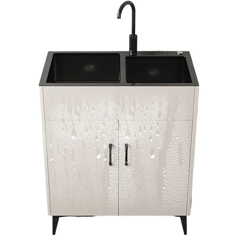 Antibacterial sink cabinet, stainless steel vegetable basin, kitchen household single vegetable basin, full set of integrated