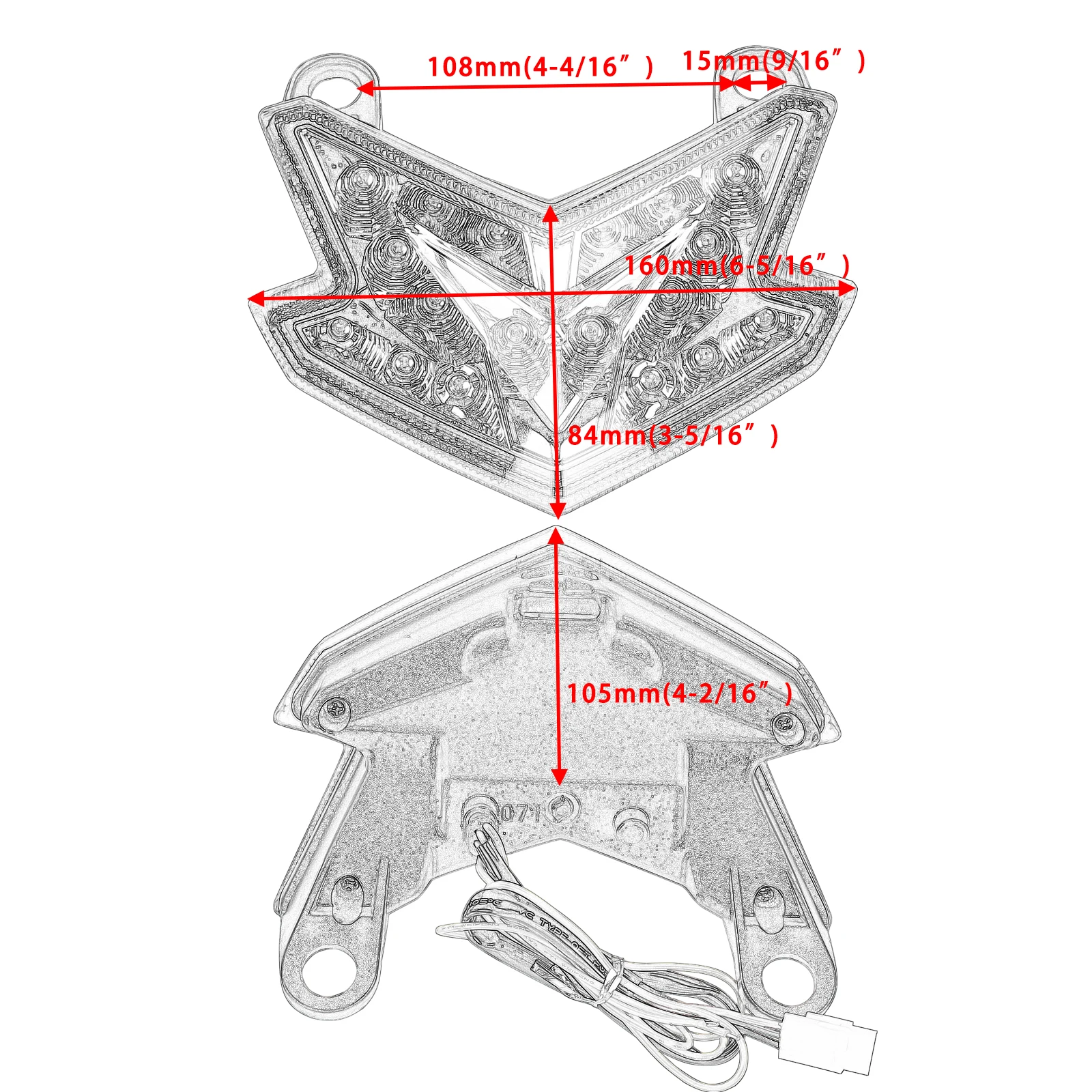 1 قطعة دراجة نارية الضوء الخلفي مصباح ليد خلفي لكاواساكي نينجا ZX-6R ZX636 2013 2014 2015 2016 2017 2018 المتكاملة بدوره إشارة #2