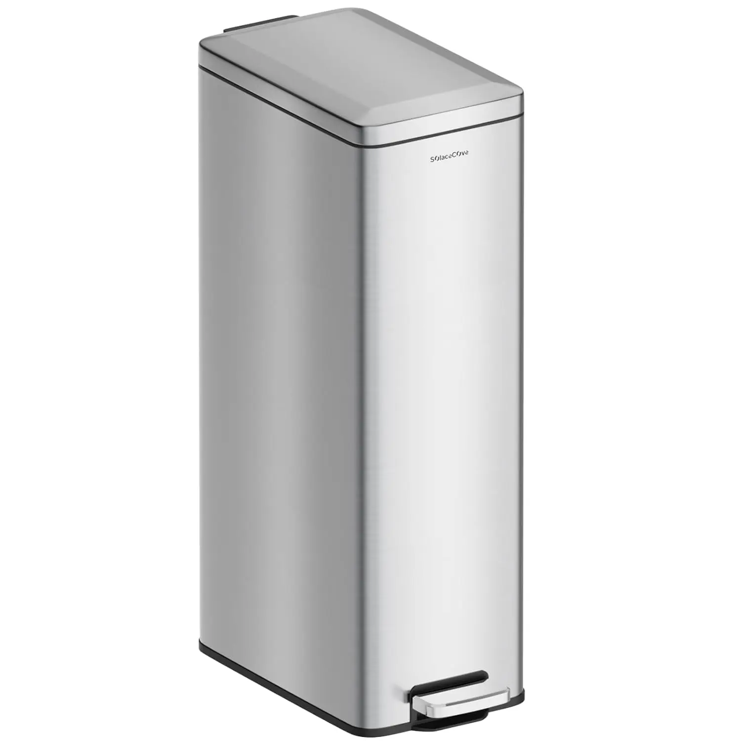 

8 Gallon Slim Stainless Steel Trash Can with Soft Close Lid, Pedal Bin for Small Spaces, Fingerprint Proof