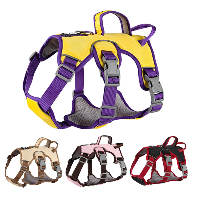 

Shock absorbing dog harness vest with adjustable reflective tape, suitable for medium-sized dogs, French Bulldogs, pet supplies