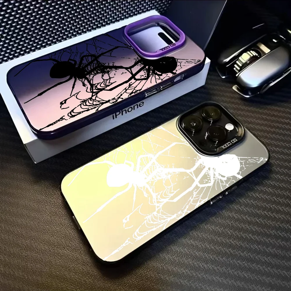 Spider Couple Phone Case For iPhone 16 15 14 13 12 11 Pro Max White Ultra-thin Soft Candy Abrazine Funda