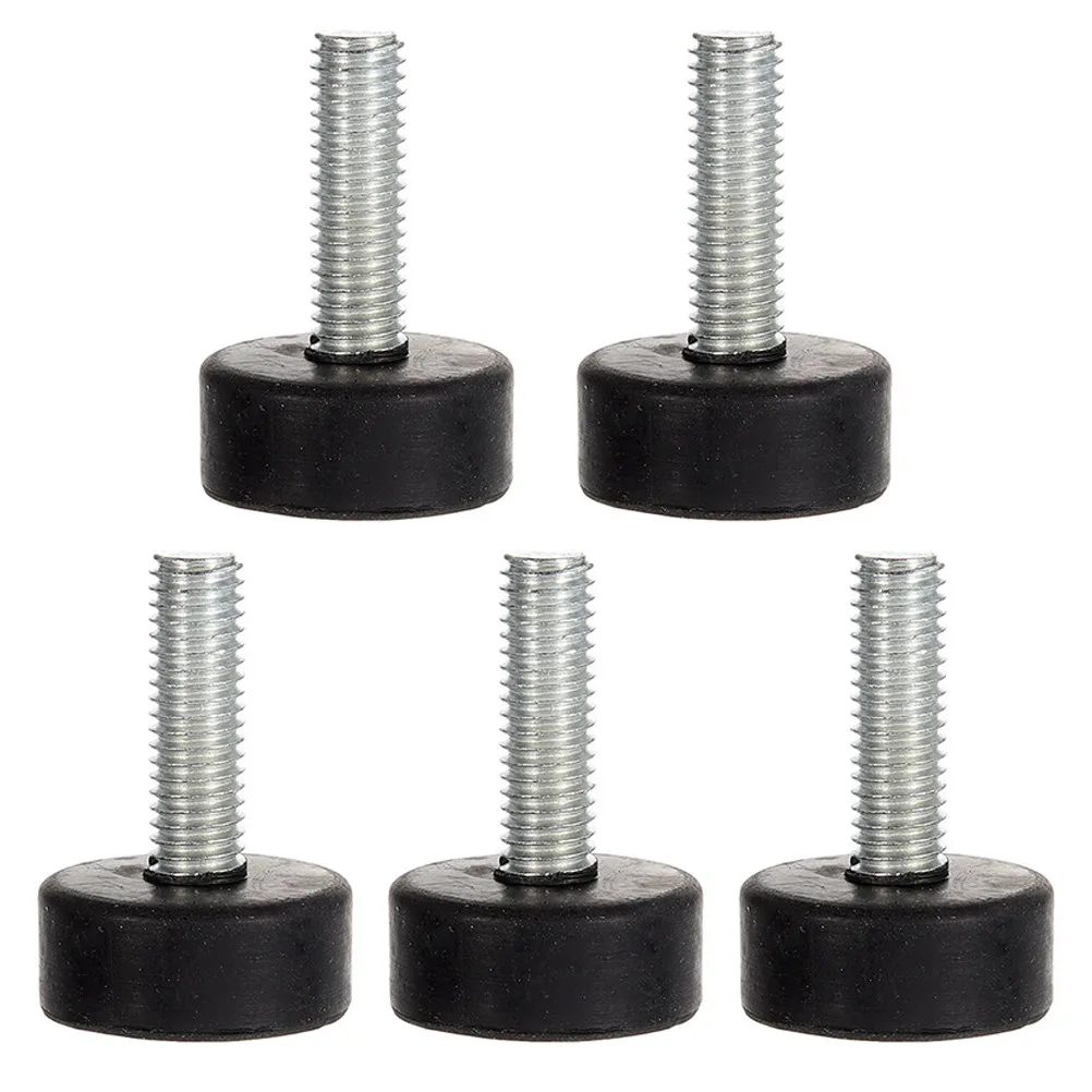 5Pcs Heavy Duty Adjustable Furniture Leveling Feet Rubber Bottom Screw on for Tables Cabinets Equipment Floor Protection