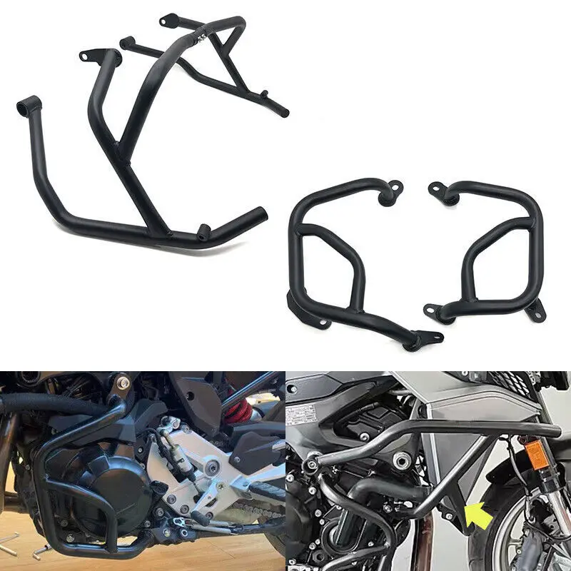 BLACK CRASH BARS ENGINE GUARDS BUMPER SET Fit for BMW F900R F900XR 2020 2021