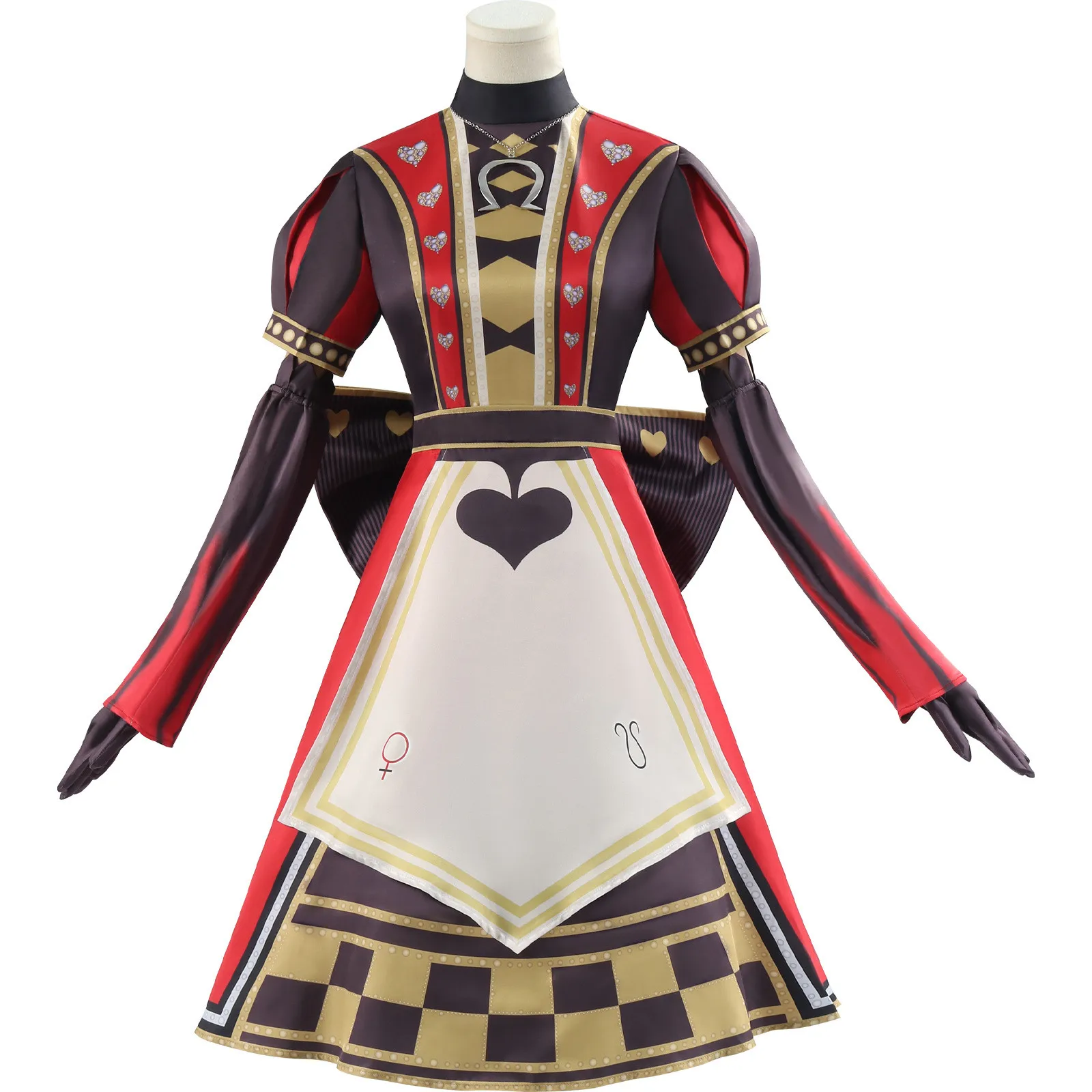 

Alice Cosplay Costume Red Dress Bow Gloves with Socks Full Set for Halloween Party