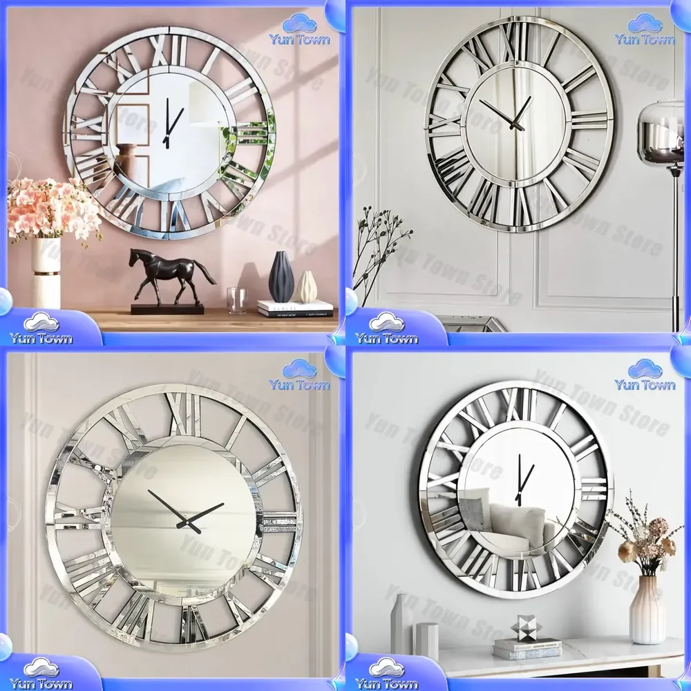 Relógio de Parede Redondo com Números para Decoração Moderna de Casa, Números Romanos, Decoração de Parede para Sala de Estar, Quarto e Escritório