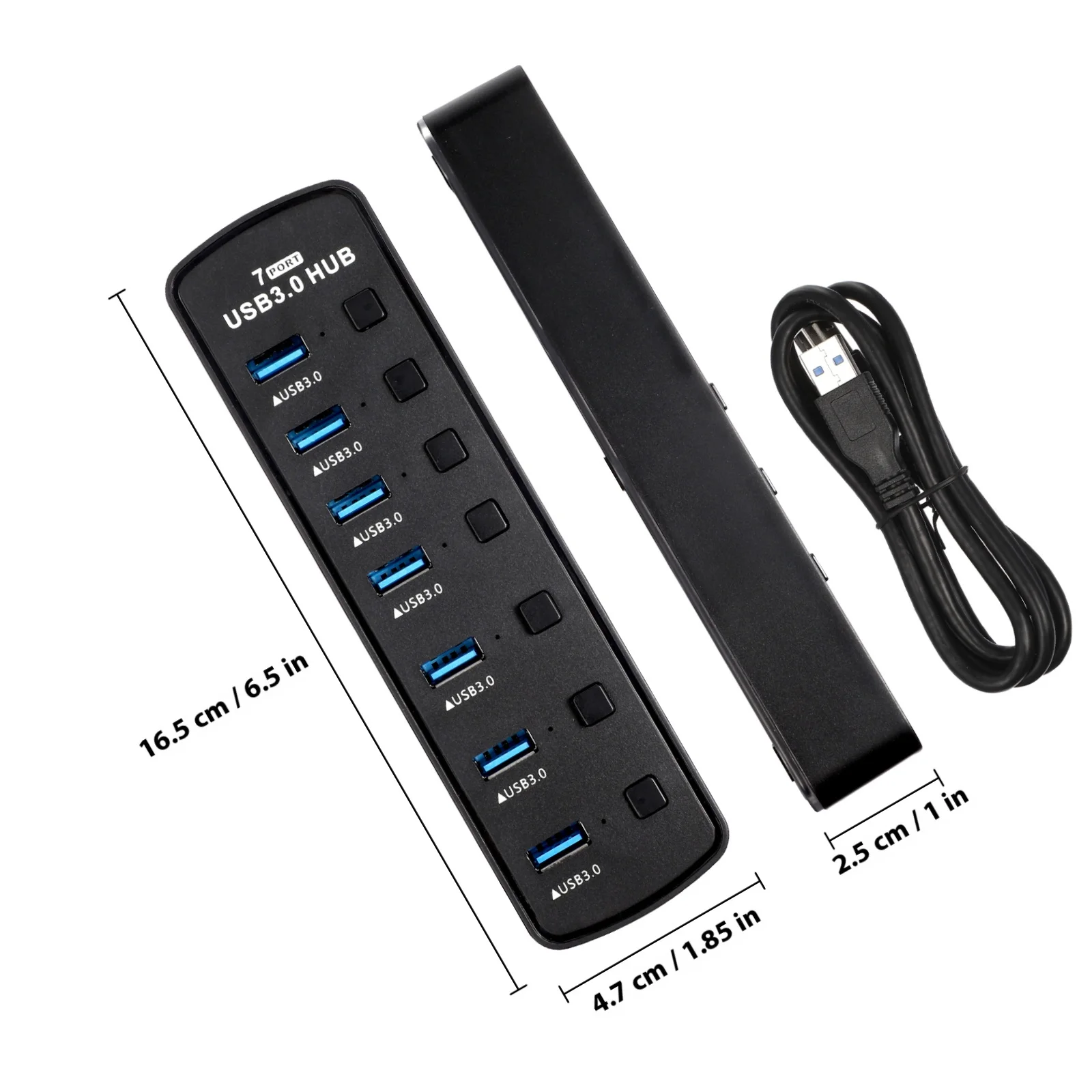 7-Port-USB-Hub-Adapter 3.0, Hochgeschwindigkeits-Datenübertragung, Überlastschutz, LED-Anzeigen, Plug-Play, mehrere USB-Anschlüsse, Laptop