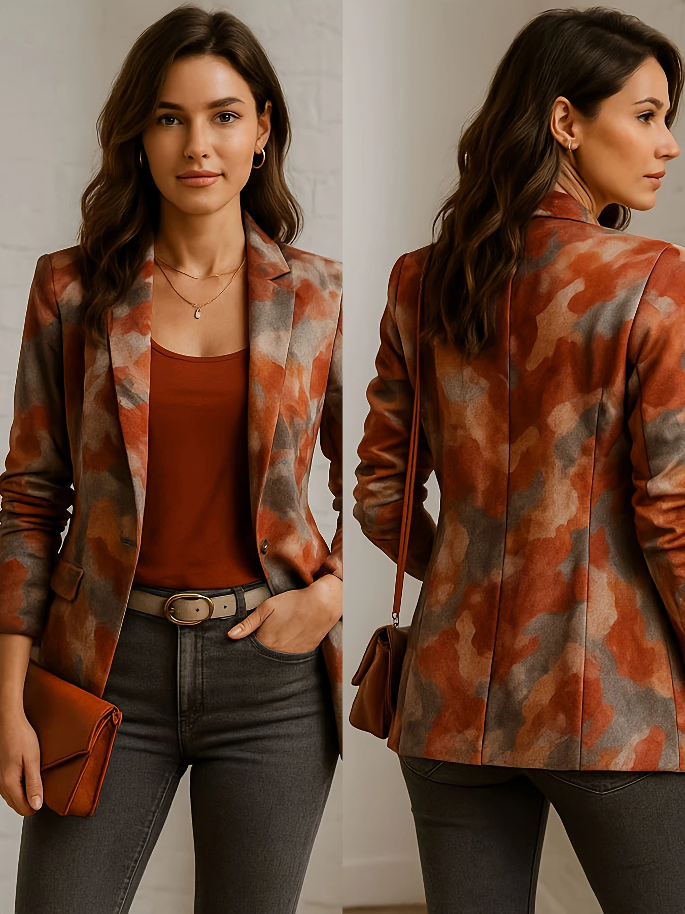 

Women's Elegant Casual Printed Blazer Fashionable Stylish Ladies' Jacket