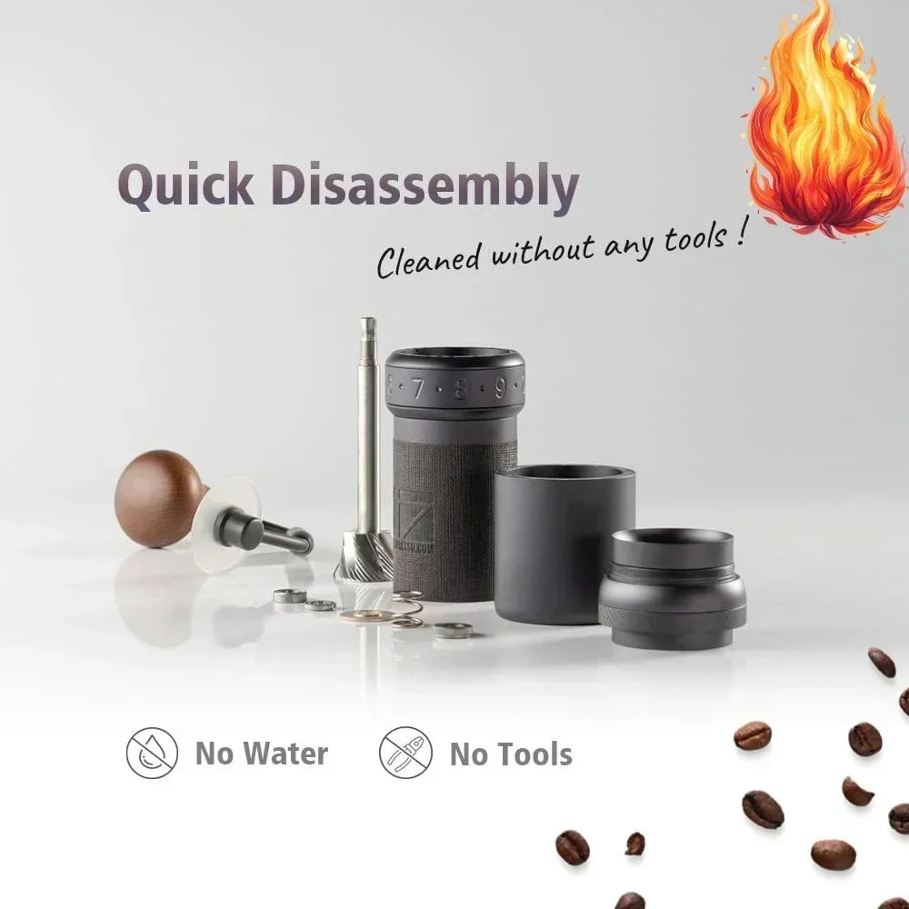 K-Ultra Manual Coffee Grinder Iron Gray with Carrying Case, Assembly Consistency Grind Stainless Steel Conical Burr, Foldable