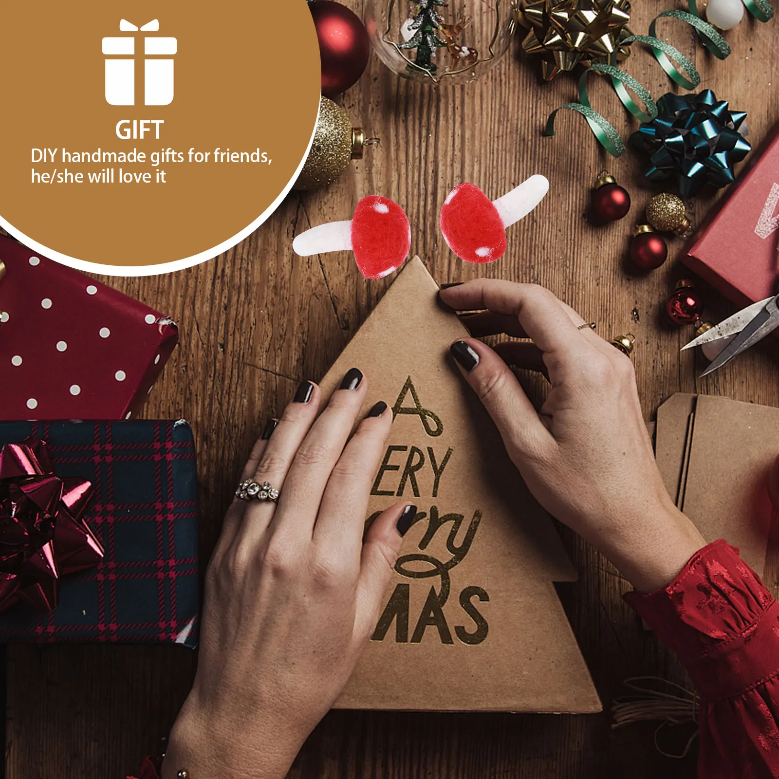 10 قطعة الفطر Diy بها بنفسك الحرفية ورأى الصوف ملحق قلادة صغيرة للمنزل ديكور حلية صغيرة الفطر الأحمر الديكور الحرفية صنع