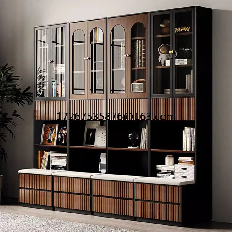 

Card holder bookcase combination integrated floor-to-ceiling glass bookshelf file display cabinet full wall to top