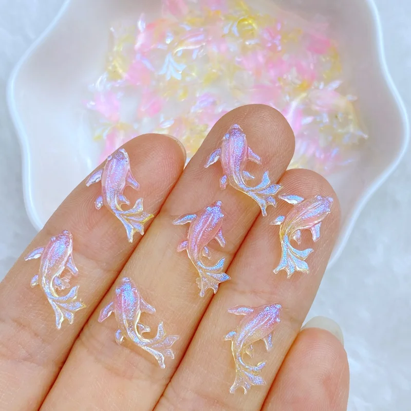 100 szt. Kawaii Cartoon zwierząt delfiny, złote rybki cyrkonie do paznokci klejnoty brokat Scrapbooking biżuteria DIY ozdoba akcesoria — zdjęcie 4