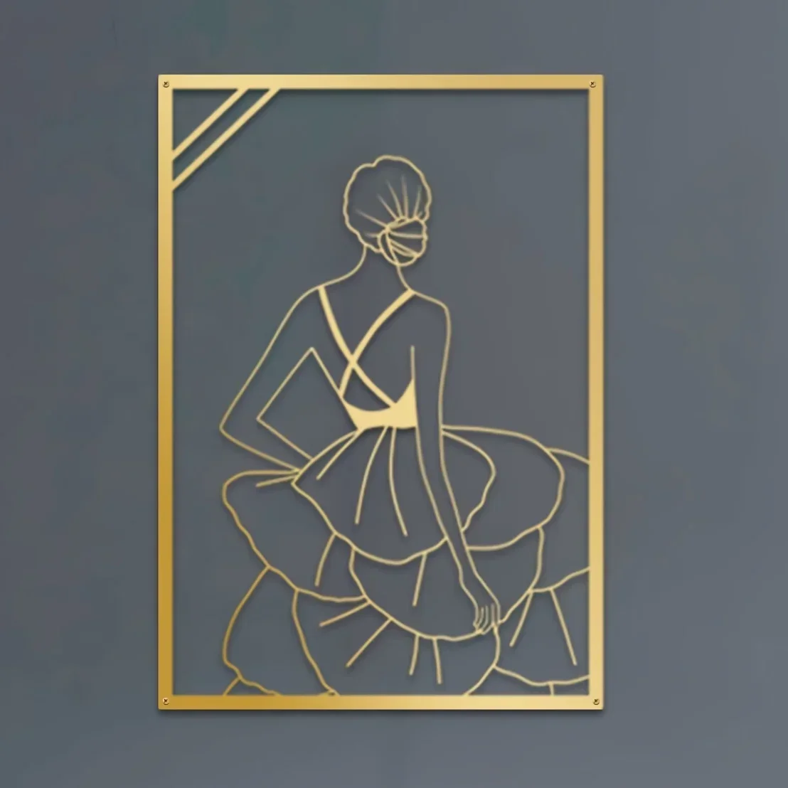 

CIFBUY Decoration Metal Modern Minimalist Lady Wall Decoration Abstract Line Painting Female Dancer Simple Line Wall Art Home De