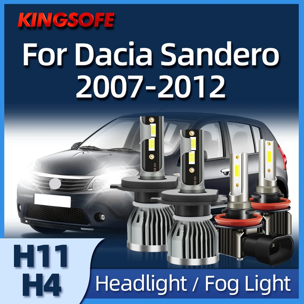 

KINGSOFE 2/4PCS H4 Car Led Light Headlight H11 Lights 30000LM Auto Lamp For DACIA Sandero 2007 2008 2009 2010 2011 2012