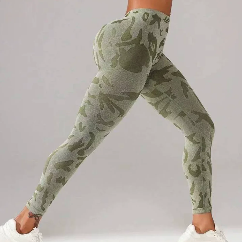 Vrouwen Camouflage V Terug Gym Legging Butt Lifting Fitness Atletische Workout Scrunch Leggins Oefening Yoga Broek Sportkleding