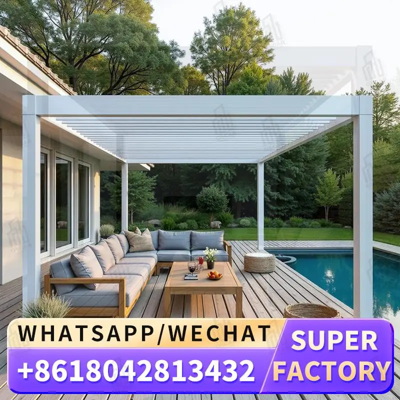 

Aluminium Louvre System Garden Gazebo Patio Furniture Outdoor With Screen High Quality pergola