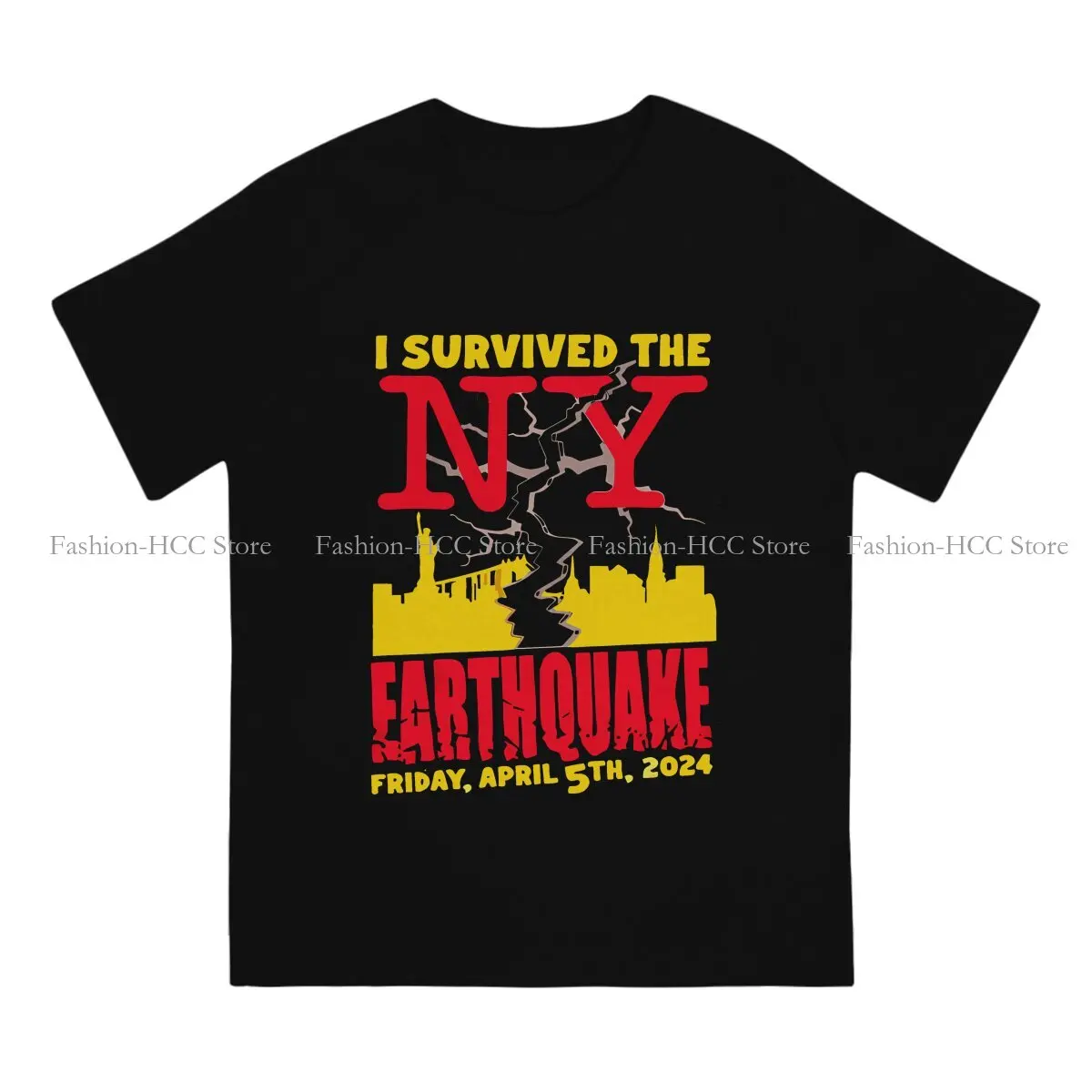 I Survived The NYC Earthquake Polyester TShirts Cool Distinctive Men's T Shirt Funny Tops