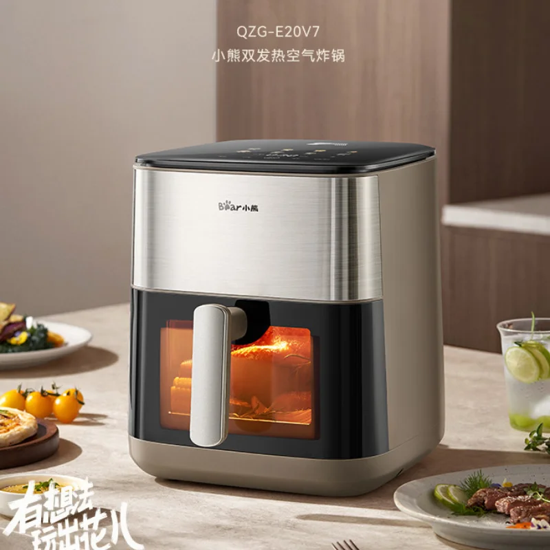 6.2L Air Fryer Household Dual Heat Source Metal Cavity Oven Smart Touch Control French Fries Chicken Wings Egg Tart Machine