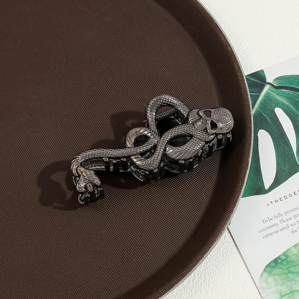 مشبك شعر أنيق على شكل هيكل عظمي، إكسسوارات شعر مزخرفة عصرية، مقابض شعر يومية عملية #3