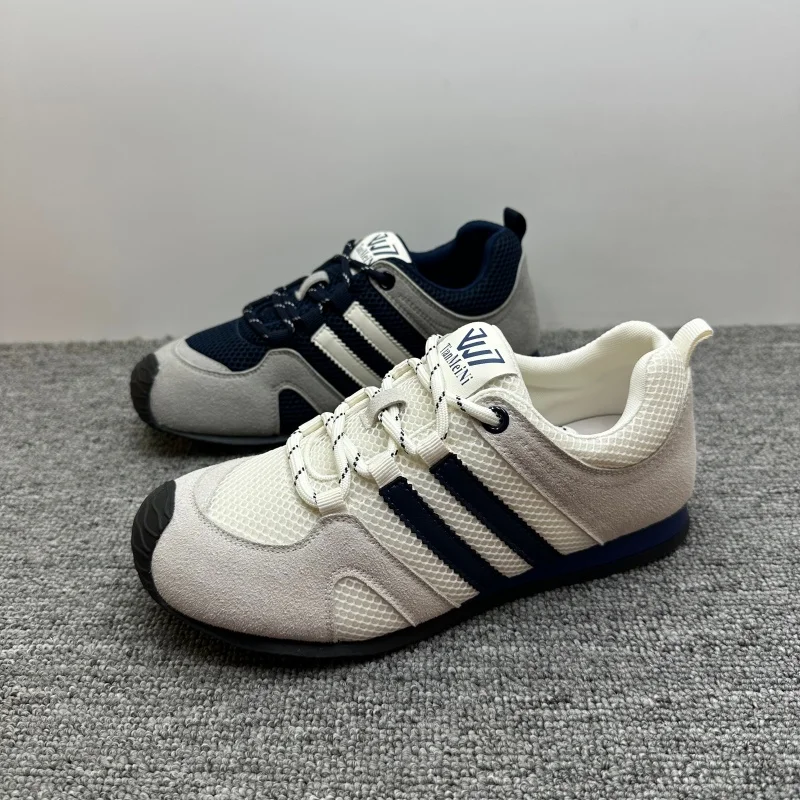 女性のバレエデキンシューズソフト通気性フラットボトムスポーツアガントレンディなネット表面本革秋の新スタイルカジュアルシューズ