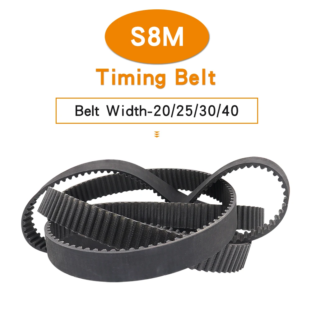 

Timing Belt S8M-2056/2080/2120/2136/2160/2200/2240/2248/2272/2296 Teeth Pitch 8 mm Rubber Transmission Belt Width 20/25/30/40 mm