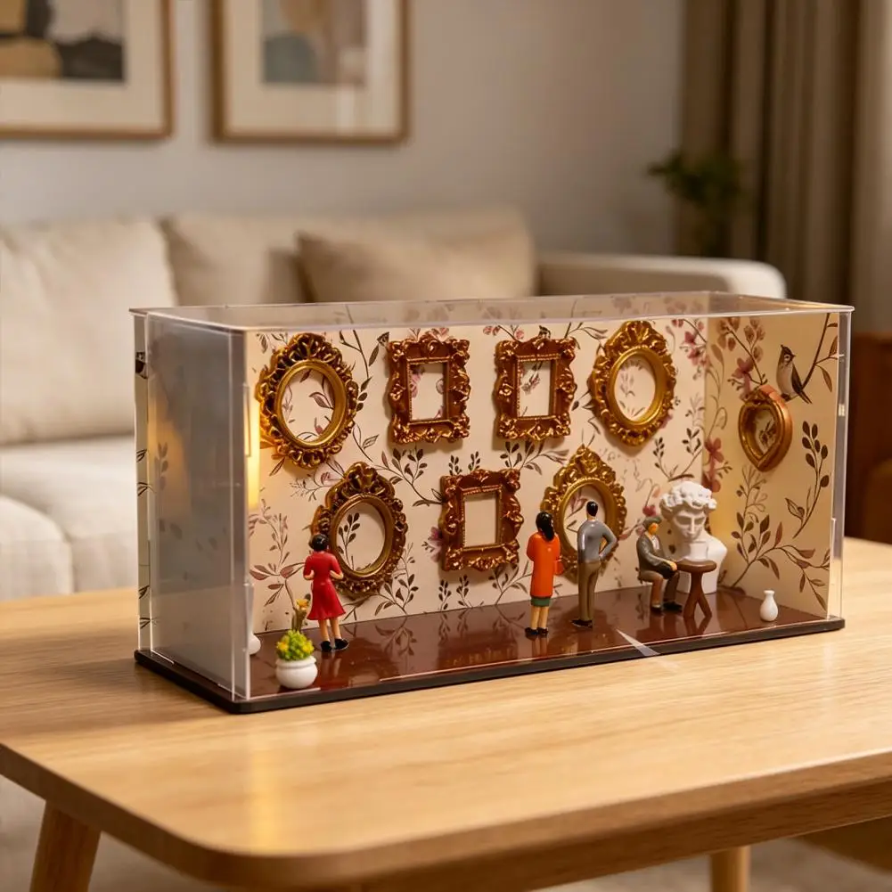DIY Shadow Box Frame Kit Mini Museum Silhouette Display Case with Gold Frames Figurines for Wedding Anniversary Home Decor Gift