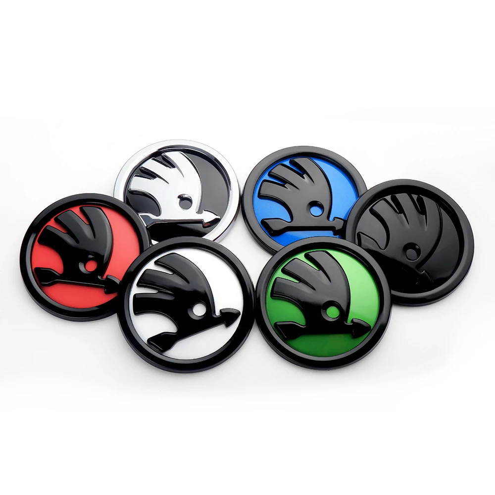 Emblema Adesivo para Capô Dianteiro e Porta-Malas Traseiro de Carro 8/9/10cm para Skoda S Octavia Rapid Fabia Superb Kodiaq Scala Karoq Kamiq Felicia