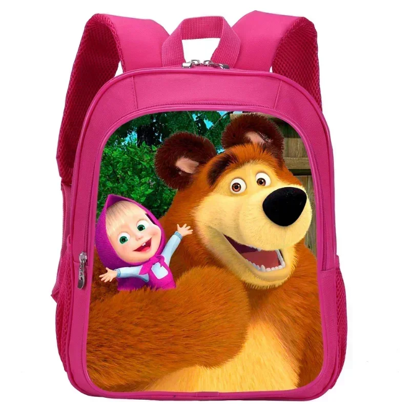 Masha and Michka cartoon Backpack Anime Martha Double Layer Shoulders Bag Cartoon Printing Student Schoolbag toy Xmas Gift