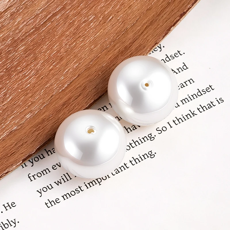 White Baroque Imitation Pearl Beads Flat Round Single Hole ABS Loose Beads DIY Jewelry Making Accessories For Handmade Earrings