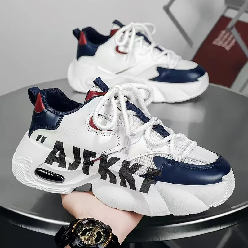 

2026 New Youth Casual Sports Shoes Thick Soles Increase All Matching Shoes Students Running Basketball Trend Chunky Sneakers Men