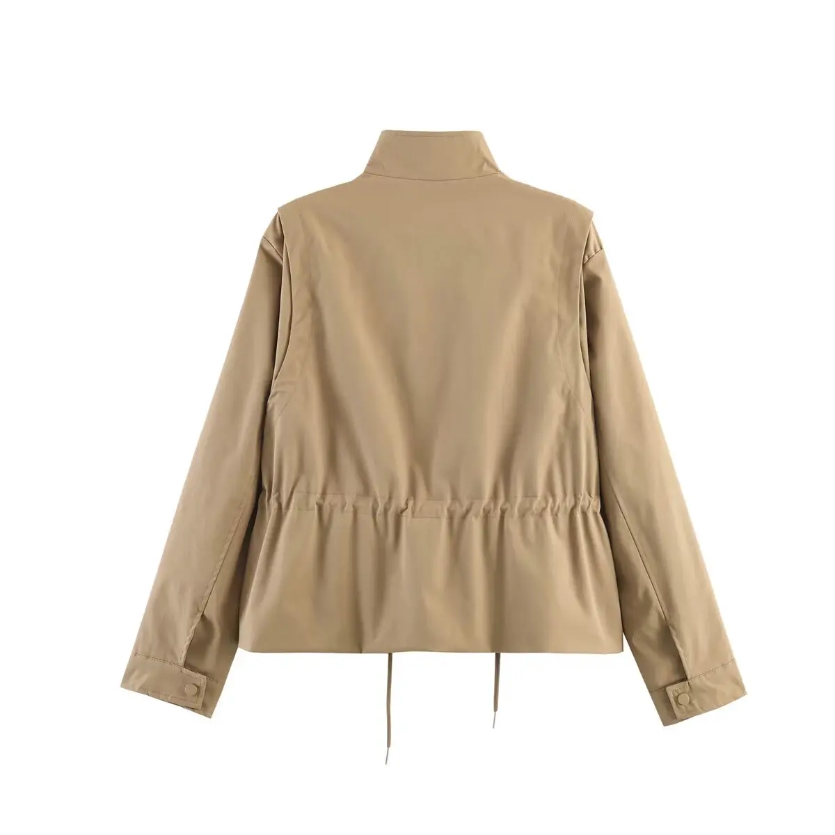 TFMLN Damen Hochkragen-Jacke mit Kordelzug, Langarm-Crop-Mantel, Frühjahr 2026, Lässige Oberbekleidung, Vielseitiger Minimalistischer Damenmantel – Detail 7