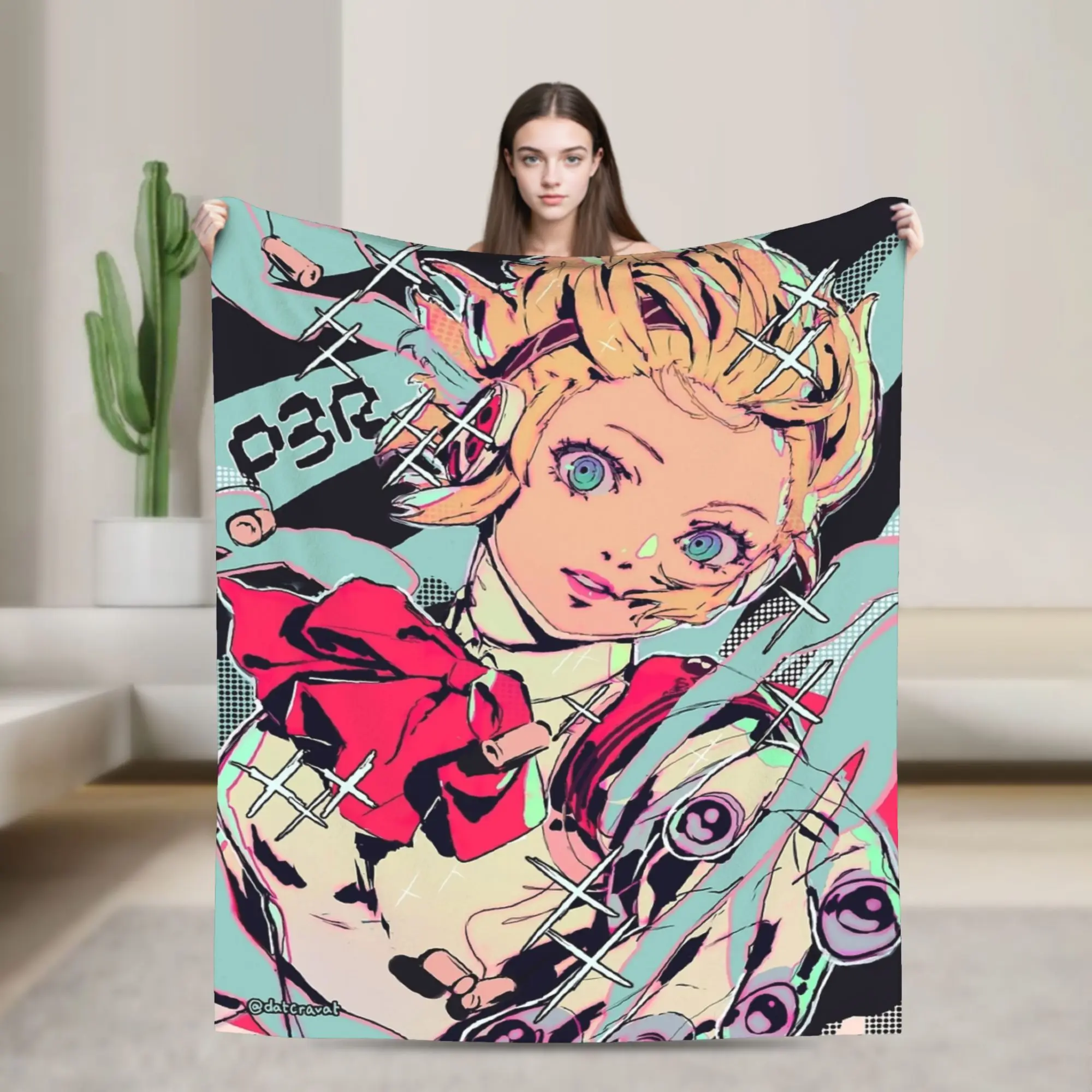 Aigis P3R Shin Megami Tensei Blanket Flannel Persona Anime Warm Throw Blanket for Bedding Couch Bedspread