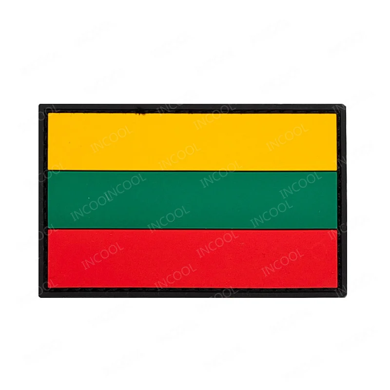 Lithuania Flag Embroidered Patches National IR Reflective Lithuanian Flags Armband PVC Rubber Decorative Patch For Clothing Cap