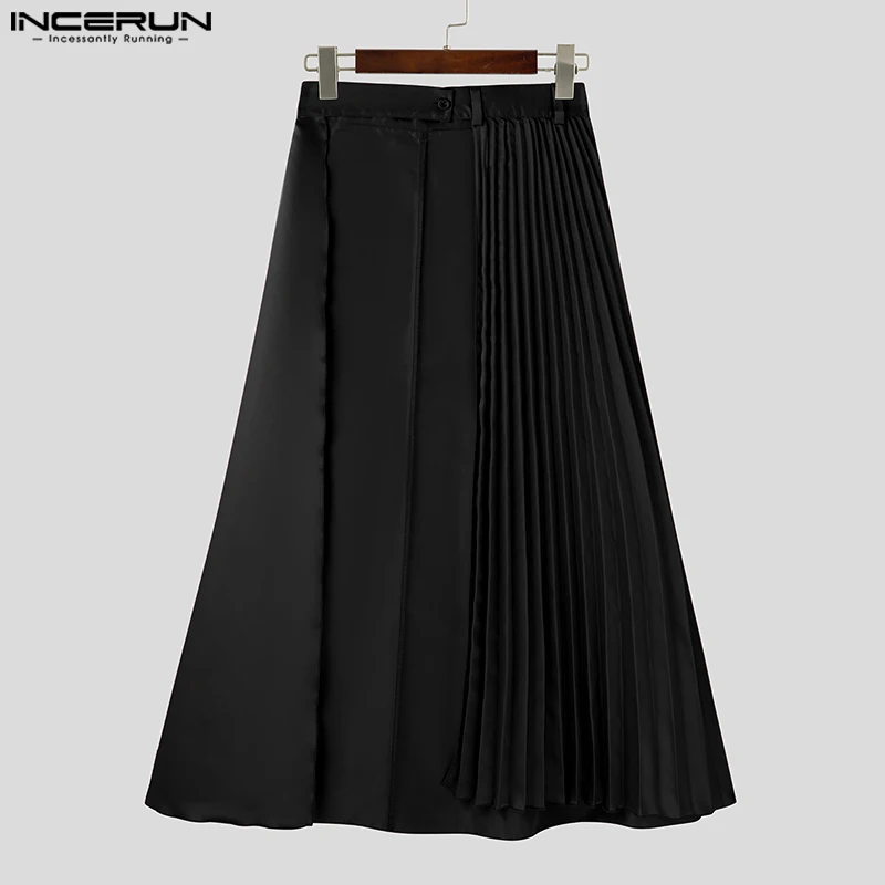 Fashion New Men Trousers INCERUN Deconstruct Pleated Design Skirts Pants Male Casual All-match Solid Color Loose Pantalons S-5XL