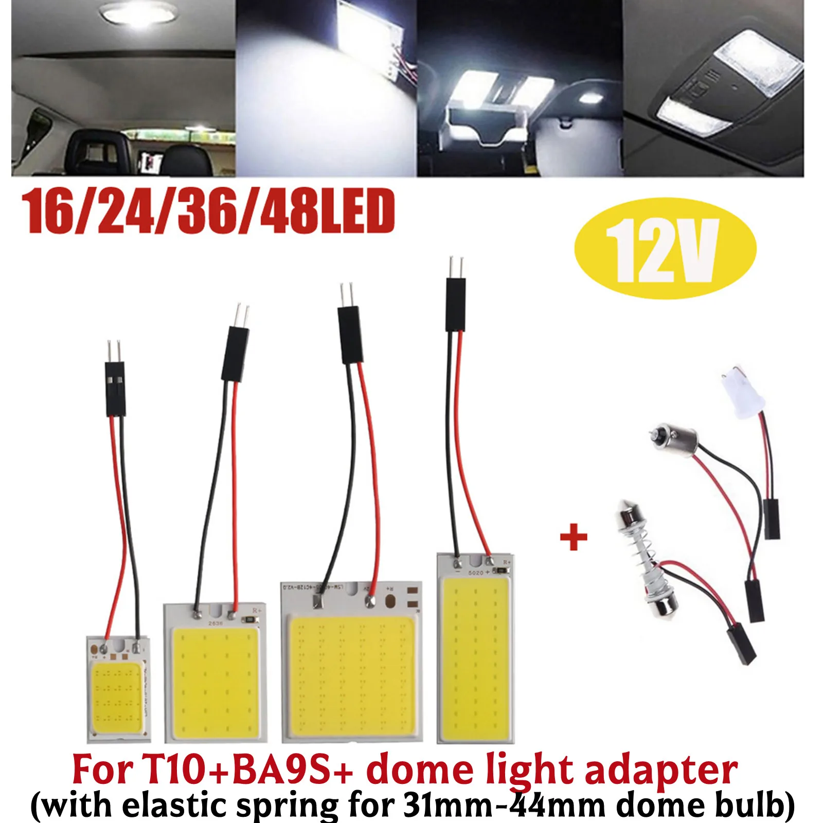 

Efficiently Bright 6000K COB LED Light Panel For Car Ceilings Fits T10 Ba9s Sockets Perfectly With Long Lasting Performance