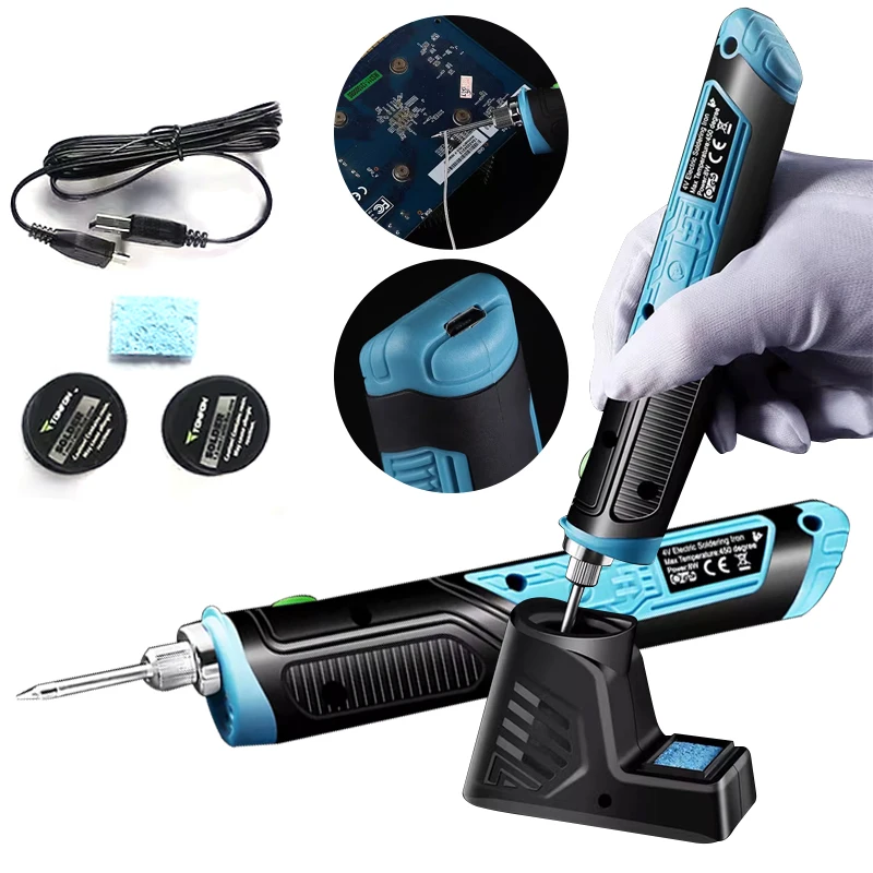 4V USB Cordless Soldering Iron Rechargeable Repair Welding Tools Fast Charging Wireless Electric Solder Iron with LED Light