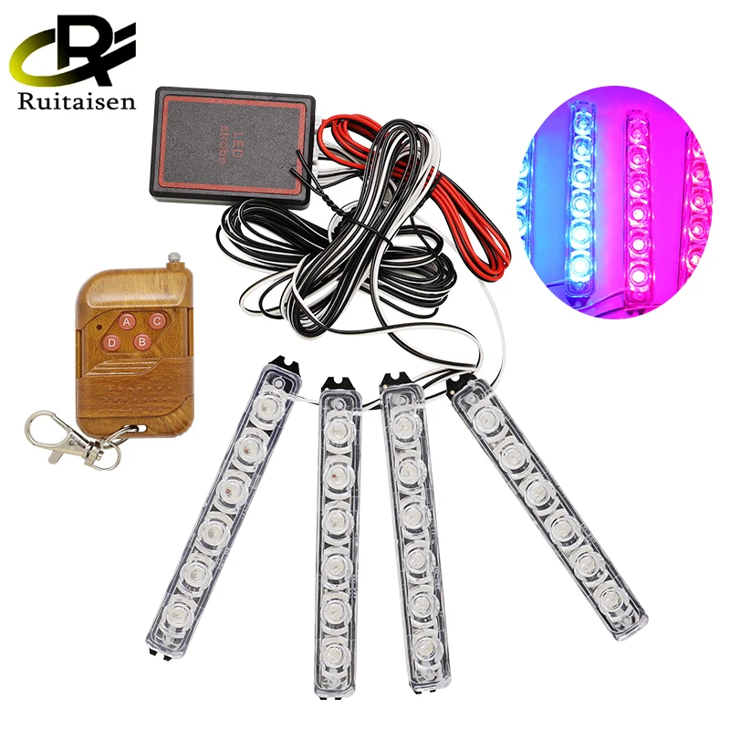 

Car Front Grille Strobe Light Head 6LED Mini Flashing Emergency Lamp Police Warning Flash Signal Light Daytime Running Lights